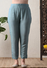 Powder Blue Soft Shimmer Silk Suit- Set of 3