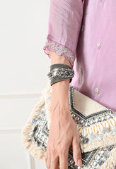 Lavender Tissue Crepe Hand Embroidered Suit- Set of 3