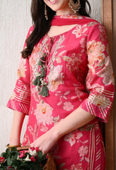 Pink Muslin Suit with Gotta work Detailing- Set of 3
