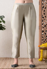 Cream Muslin Suit with Sequence Work Detailing- Set of 3