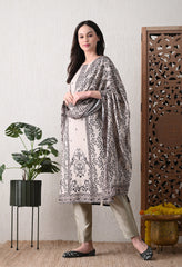 Cream Muslin Suit with Sequence Work Detailing- Set of 3