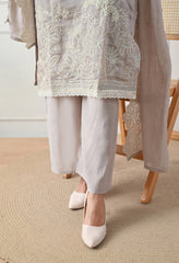 Grey Mul Chanderi Embroidered Suit - Set of 3