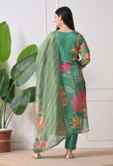 Green Tissue Silk with Hand Work Suit- Set of 3