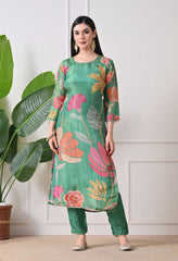 Green Tissue Silk with Hand Work Suit- Set of 3