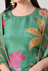 Green Tissue Silk with Hand Work Suit- Set of 3