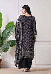 Black Crepe Zari & Gotta Embroidered Suit- Set of 3