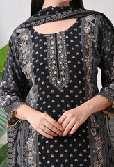 Black Crepe Zari & Gotta Embroidered Suit- Set of 3