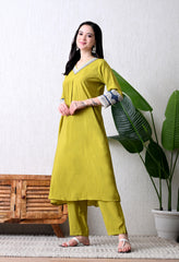 Green Modal Silk A-Line Kurta Set - Set of 2