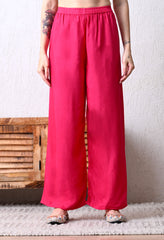 Magenta Pure Crepe Digital Print Suit- Set of 3