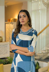 Blue Abstract Modal Cotton Embroidered Kurta Set - Set of 2