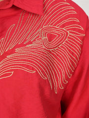 Red Silk Zari Embroidered shirt