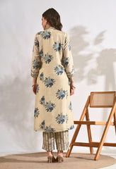 Luxurious Ivory Zari Sequin work Muslin Kurta with Pants - Set of 2