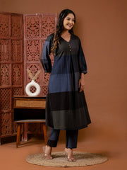 Linen Cotton Abstract Kurta Set- Set of 2