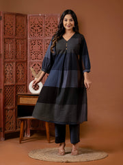 Linen Cotton Abstract Kurta Set- Set of 2