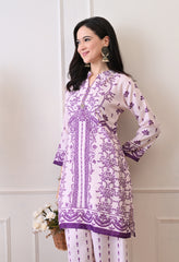 Pink Soft Cotton Linen Digital Print Co-ord Set- Set of 2