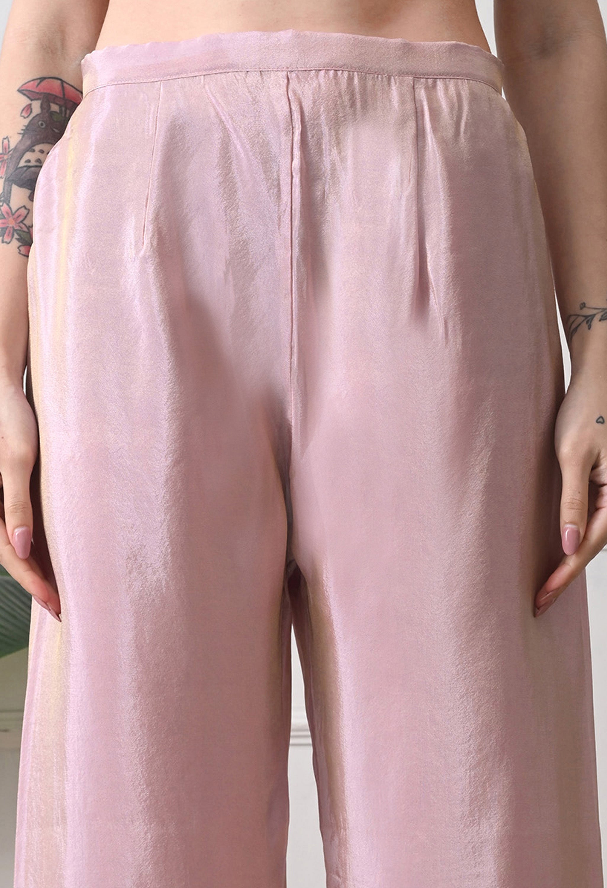 Dusty Rose Premium Tissue Silk Sequin-embroidered Kurta Set- Set of 2