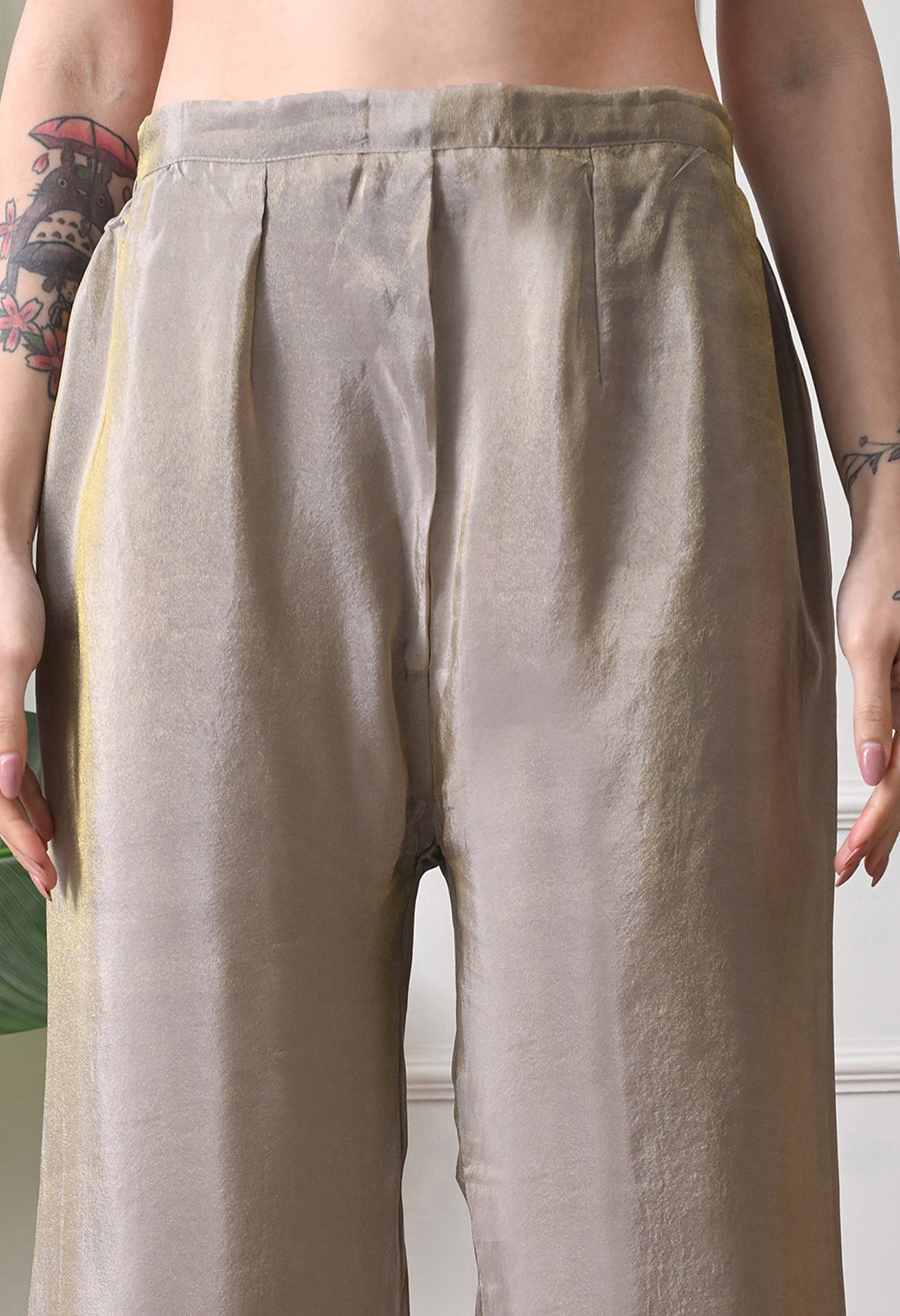 Beige Premium Tissue Silk Sequin-embroidered Kurta Set- Set of 2