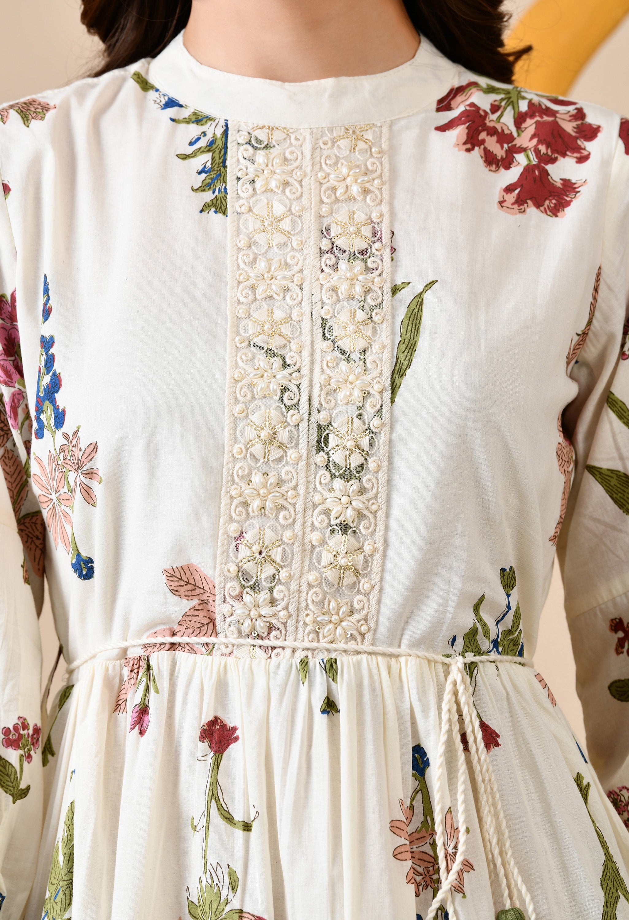 Boho Breeze Embroidered Mul Cotton Short Dress