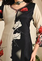 Black Muslin Suit with Handwork Detailing - Set of 3