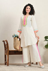 Neon Off-White Lenzing Silk Co-ord Set - Set of 2
