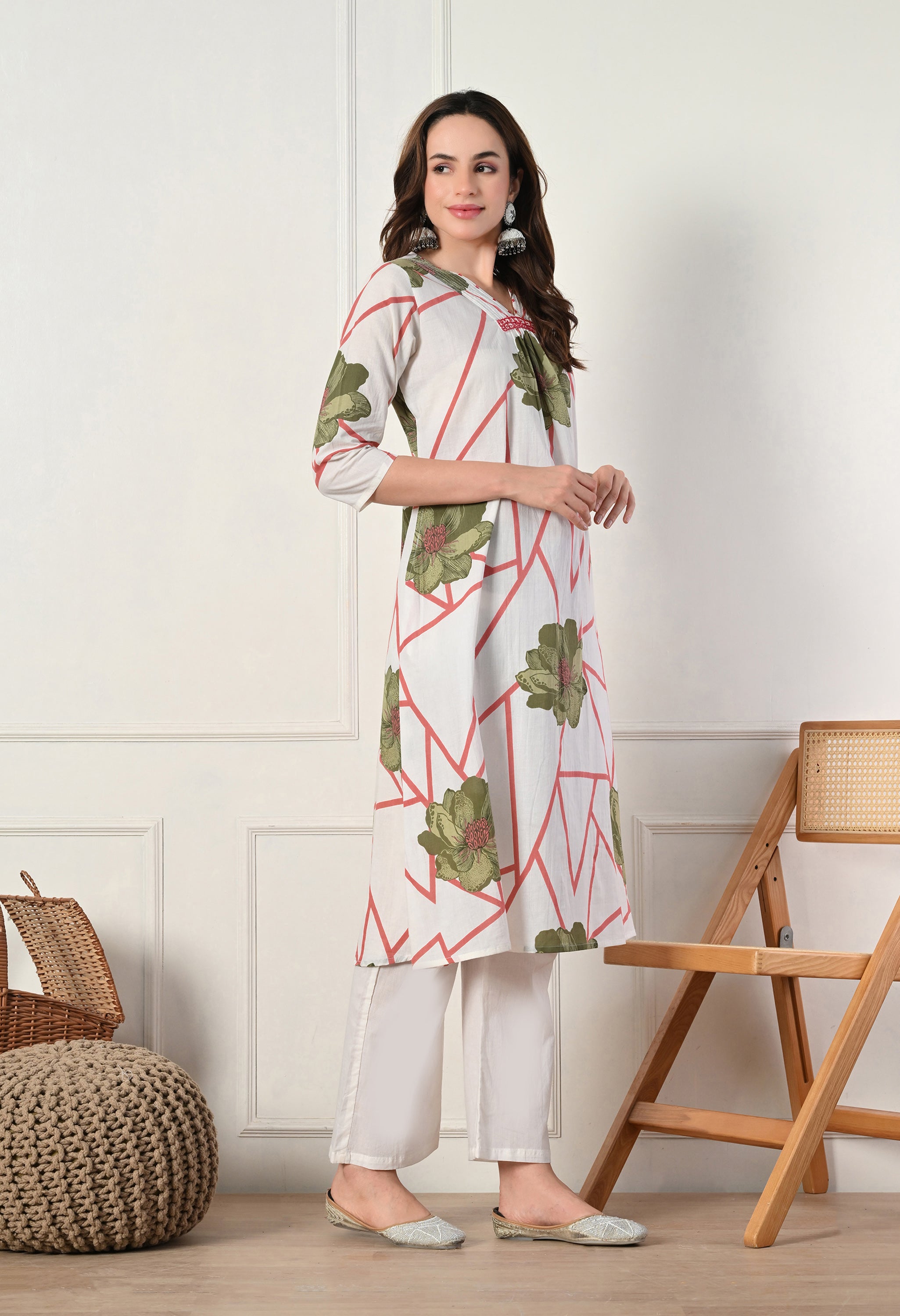 Cream Cotton Suit- Set of 3