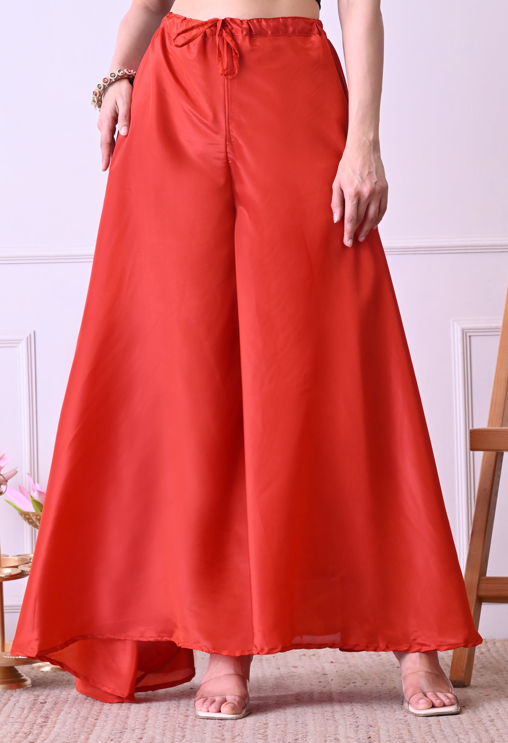 Rust Orange Crepe Beads Sequin Embroidered Sharara Suit - Set of 3