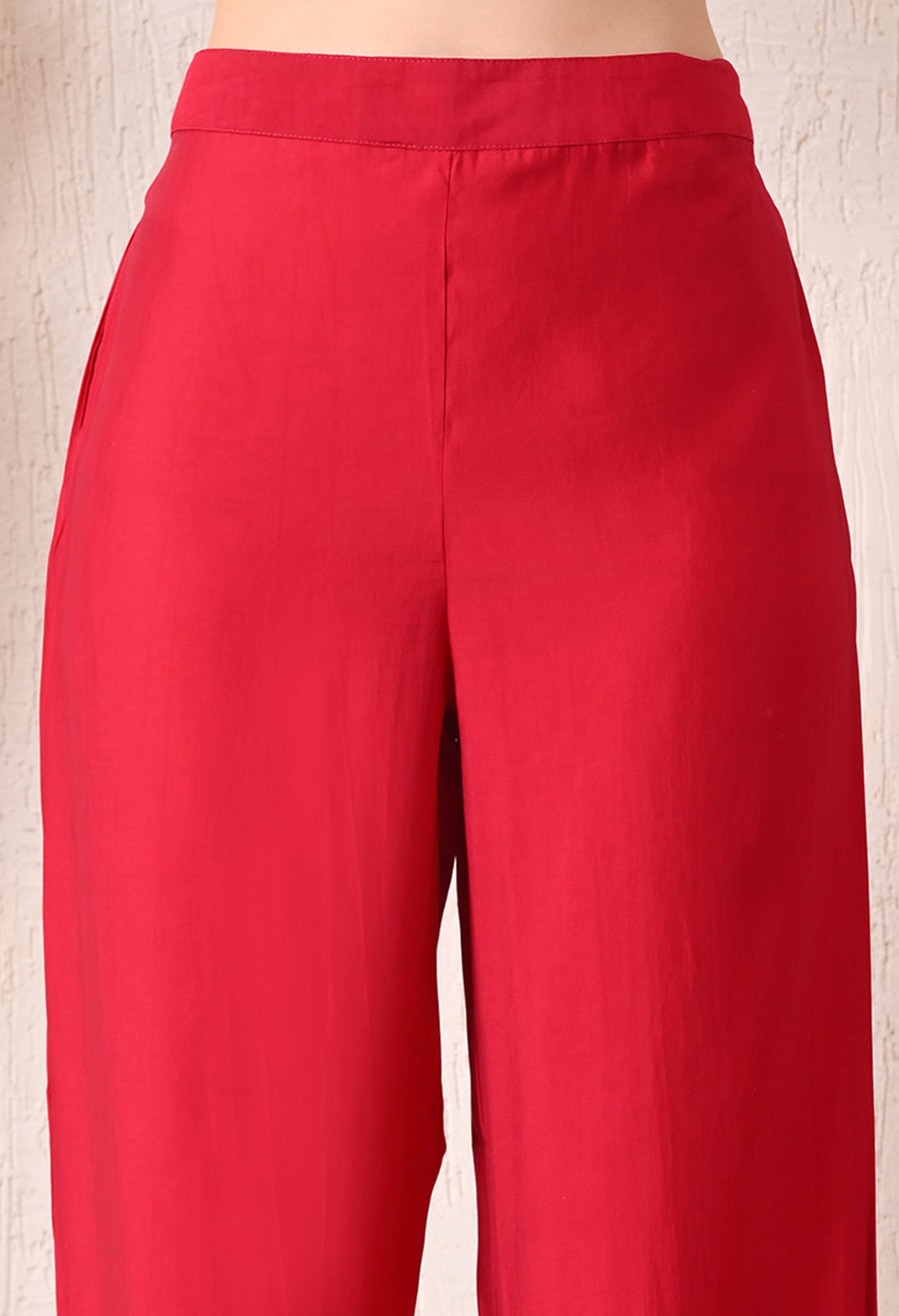 Magenta Modal Silk Embroidered Suit- Set of 3