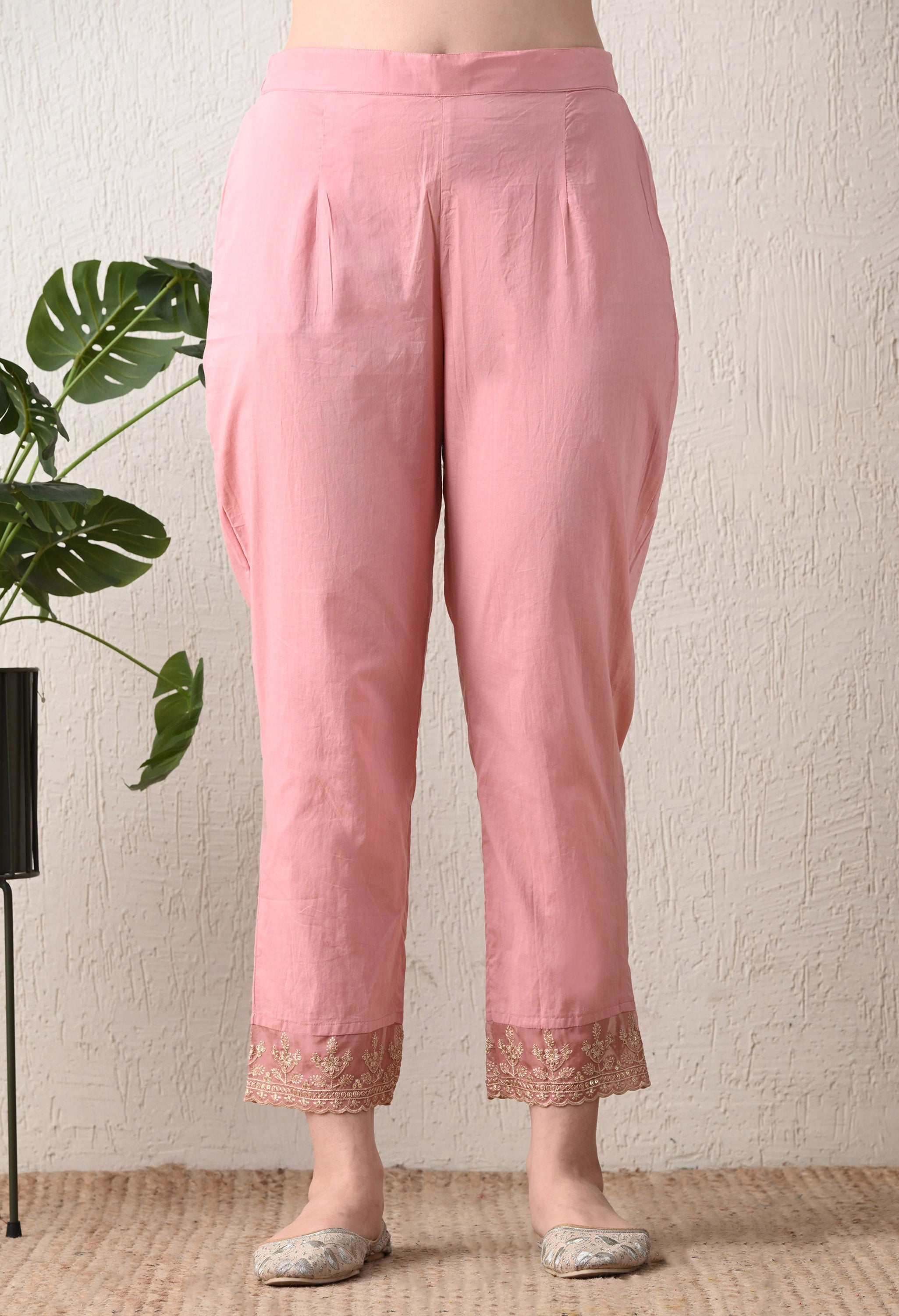Dusty Rose Embroidered Pure Soft Organza Anarkali suit- Set of 3