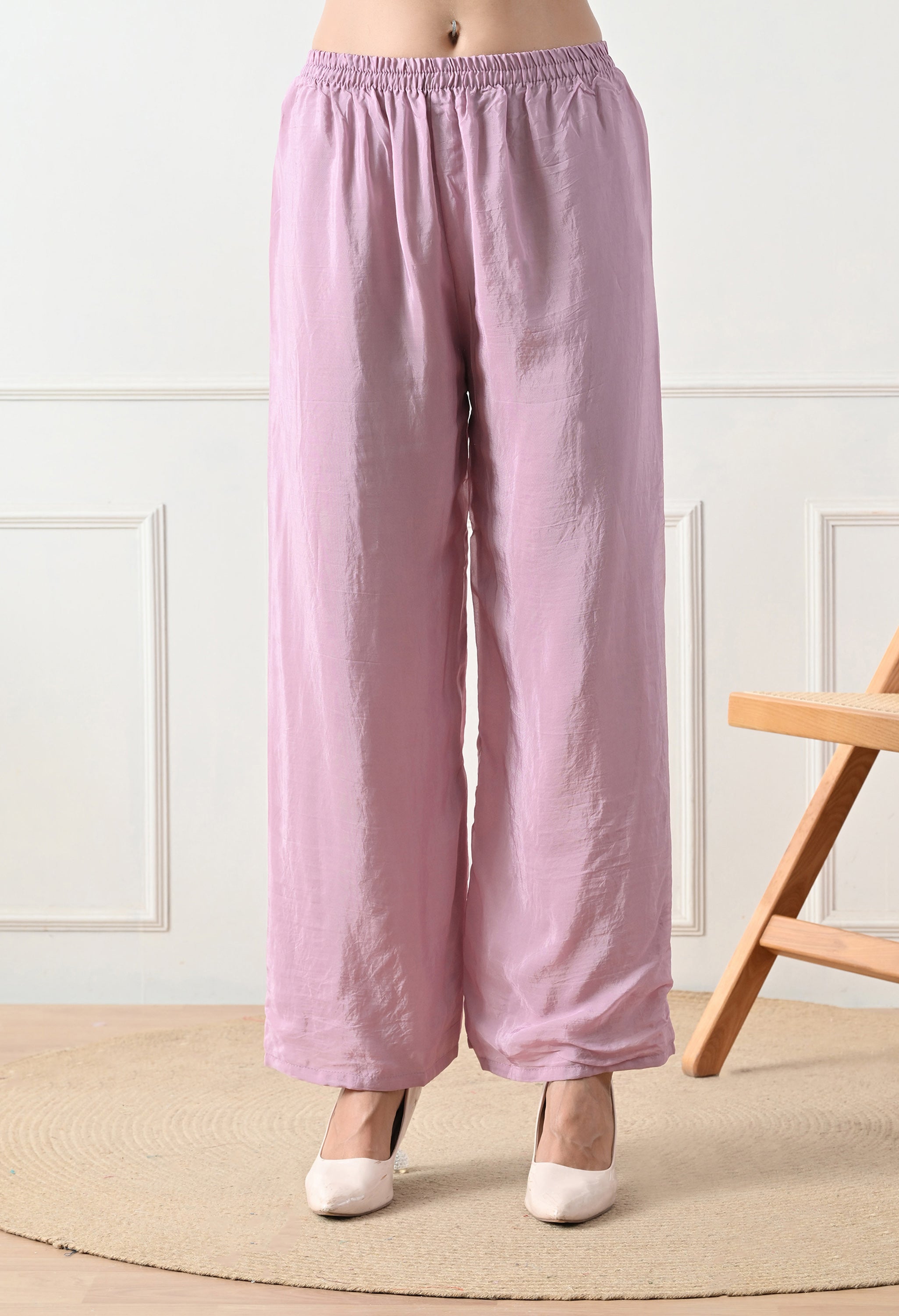 Lavender Tissue Crepe Hand Embroidered Suit- Set of 3