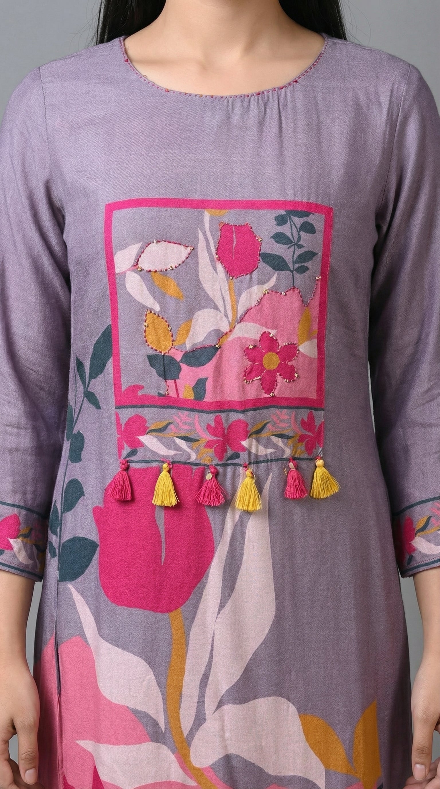 Lavender Muslin Digital Print Kurta Set- Set of 2