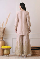 Lilac Premium Silk Luxurious Embroidered Sharara Suit- Set of 3