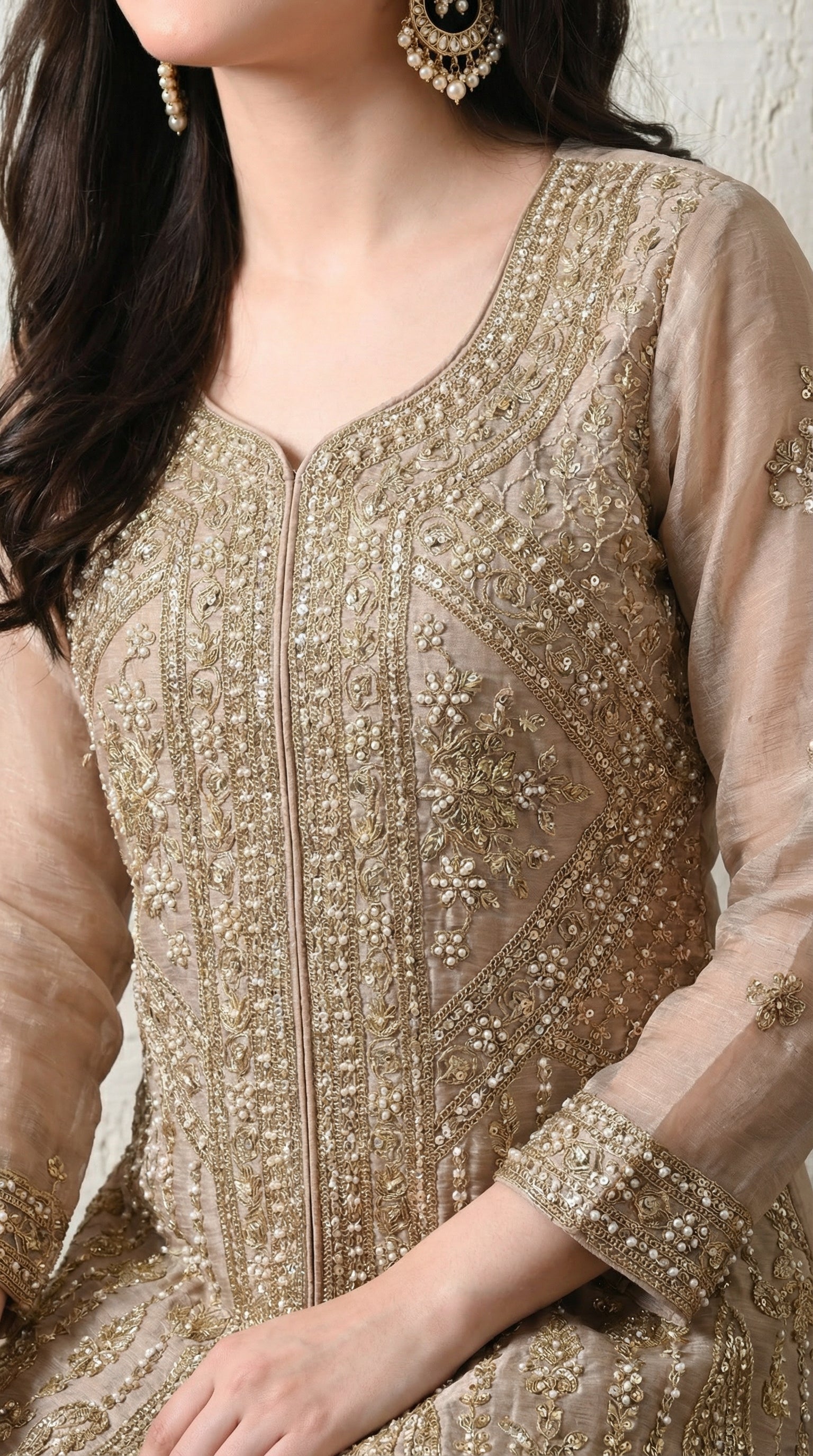 Lilac Premium Silk Luxurious Embroidered Sharara Suit- Set of 3