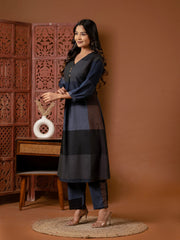 Linen Cotton Abstract Kurta Set- Set of 2