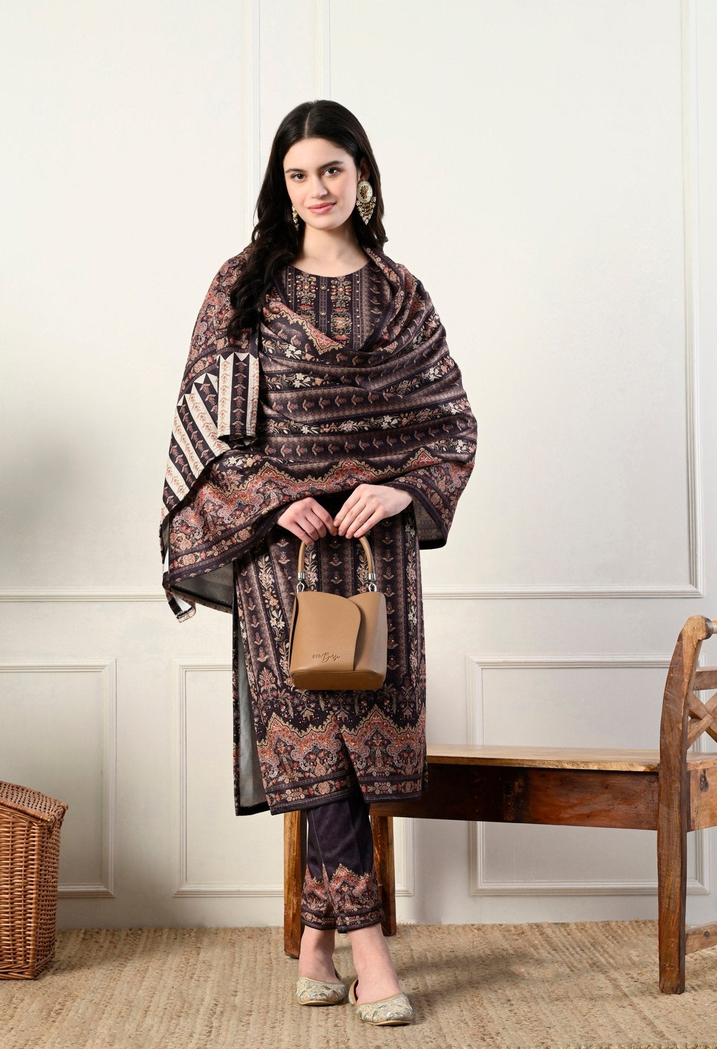 Coffee Color Woolen Suit - Fine Strings