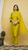 Yellow Mul Chanderi Zari Sequin Embroidered Suit-Set of 3