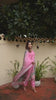 Pink Crepe Digital Print Hand embroidered Suit - Set of 3