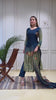 Teal Blue Green Silk Digital Print Embroidered Suit-Set of 3