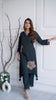 Black Cotton Cross Stitch Embroidery Kurta with Pants -Set of 2