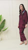 Maroon Shimmer Velvet Co-ord set with Sequence Work paired with Smart Pants -Set of 2