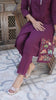 Wine Cotton Set With Detachable Embroidered Jacket - Set of 3